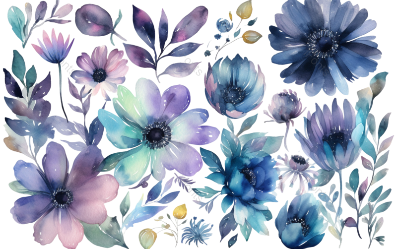 叶子图片,手绘菊花元素,花卉PNG,花朵免抠素材